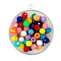 Plastic faceted beads in 4 sizes. Opaque multi colour by Craftworkz.