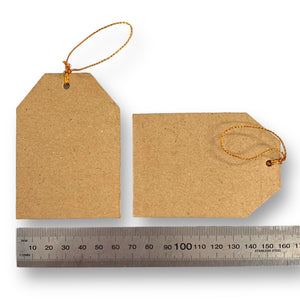 Craftworkz paper mache gift tags are available in 2 sizes and sold in packs of 12. This is the 90 x 60mm size. Comes plain, ready to be decorated.