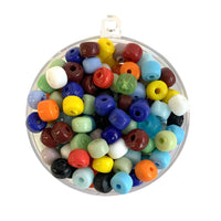 Small glass pony beads in an assorted colour pack by Craftworkz.