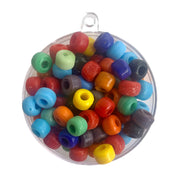 Glass pony beads 6 x 9mm, multi coloured pack. Made in India.