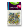 Glass beads, assorted colours, shapes and sizes. Striped lollipop mix 25 gram pack. Made in India.