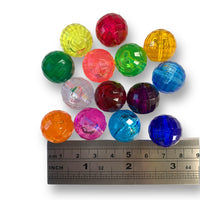 Large plastic faceted globe beads 18mm transparent multi coloured pack by Craftworkz.