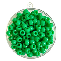 Plastic pony beads in Green coloured, 1000 piece pack.