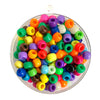 Plastic pony beads in opaque multi coloured mix.