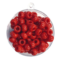 Plastic pony beads in Opaque Red colour, 100 piece pack.