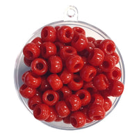 Plastic pony beads in Opaque Red colour, 1000 piece pack.