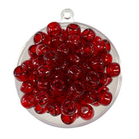 Plastic pony beads in Transparent Ruby colour, 1000 piece pack.
