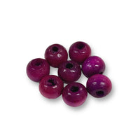 Craftworkz 6mm wooden beads in Purple. Sold in packs of 100 pieces, and available in a multi coloured or single colour packs. Craftworkz 6mm wooden beads have a hole size of approximately 2mm. Some slight variation in size is normal.