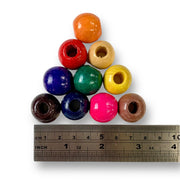 Wooden beads 20mm in a multi coloured, 100 piece pack by Craftworkz.