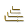 Brass plated L shaped screw in hooks by Craftworkz. Available in 4 sizes.