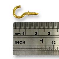 Brass Cup hook 13mm. Available in packs of 10 or 100 pieces.