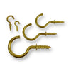 Brass plated cup hooks available in 5 sizes by Craftworkz.