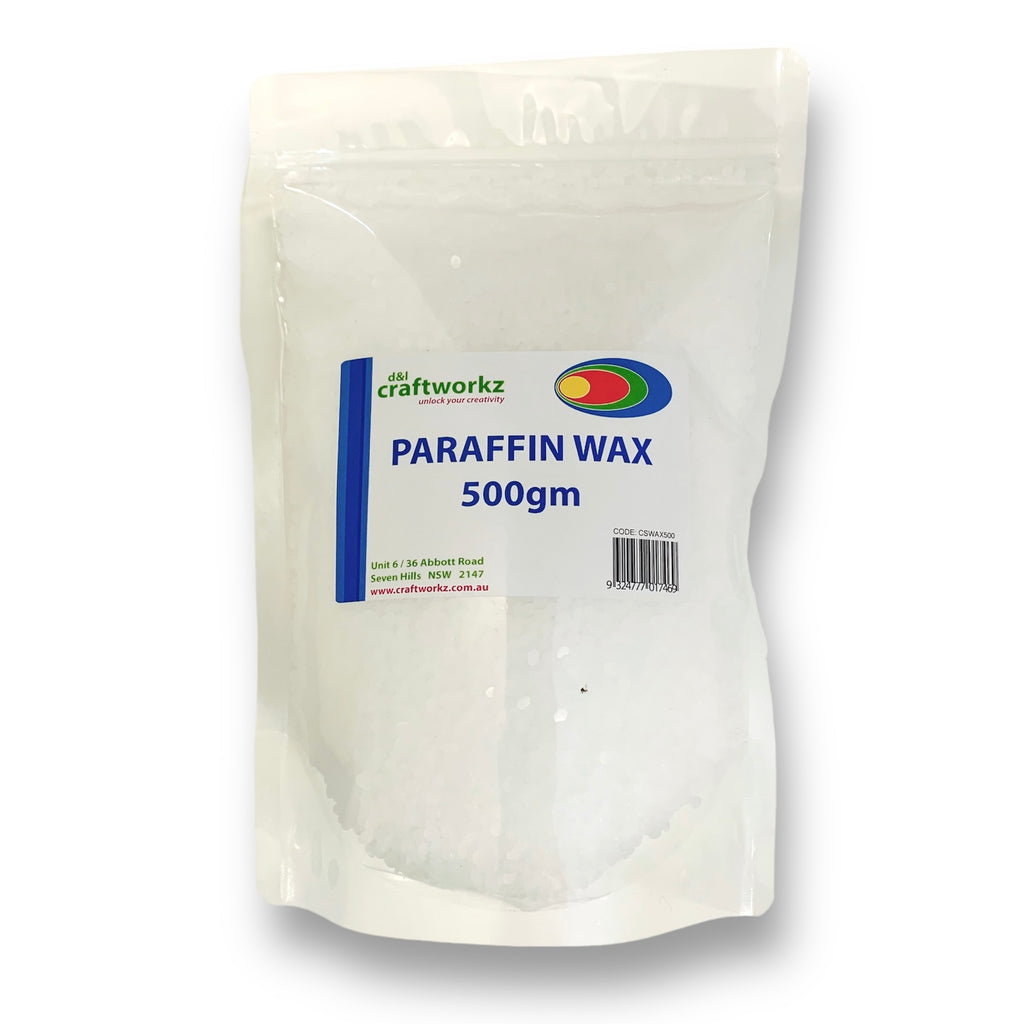 Craftworkz 500 g bag of paraffin wax comes in small pellet form and is suitable for candle making, resist decorating in batik and pottery making etc.