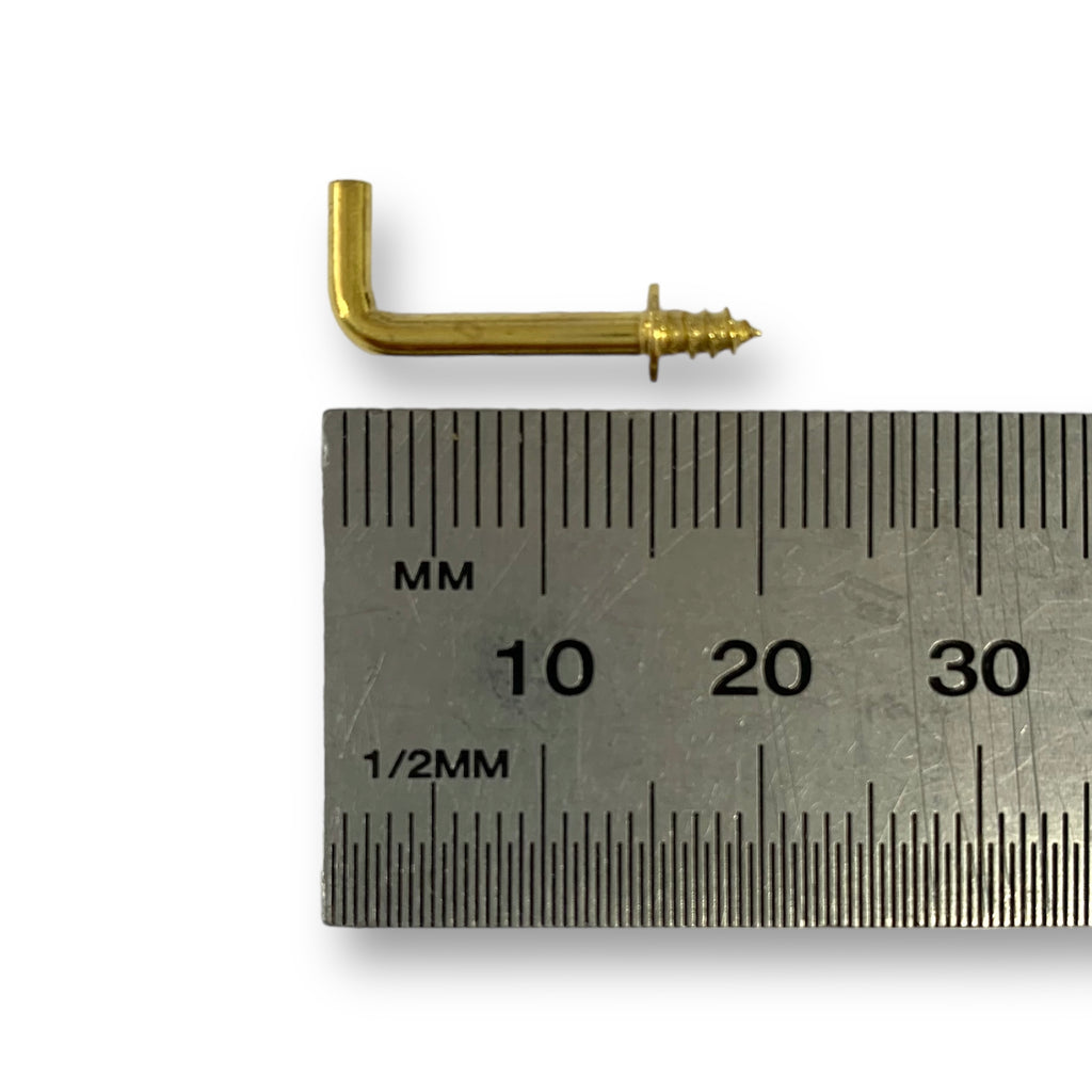 15mm Brass plated L shaped screw in hooks by Craftworkz.