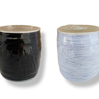A roll of Elastic cord by Craftworkz in black and white. 100 metre roll.