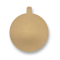 A single round, brown MDF craft wood bauble with a hole at the top for hanging.