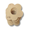 A set of 10 blank MDF daisy shaped frames on a white background