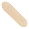 A raw MDFskateboard deck blank with pre-drilled mounting holes, shown diagonally on a solid white background.