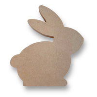 A plain MDF rabbit shaped craft blank made in Australia by Craftworkz