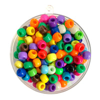 Craftworkz plastic pony beads 6x9mm in an opaque multi coloured mix.