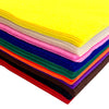 Stack of colorful fabric sheets in various colors on a white background