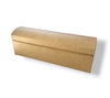 A rectangular kraft paper mache box with a curved lid, shown at an angle on a white background with a soft drop shadow.