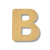 A single capital letter B made from plywood, shown on a plain white background with a soft drop shadow.
