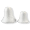 Two white, textured bell-shaped polystyrene decofoam pieces shown on a plain white background.