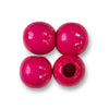 4 pink wooden beads on a white background