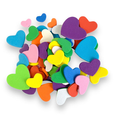 Foam heart shaped stickers x 300 piece pack.