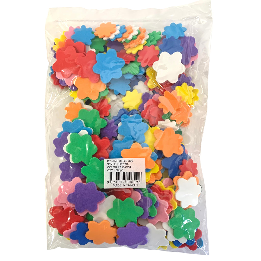 A 300 piece pack of foam flower shapes by Craftworkz
