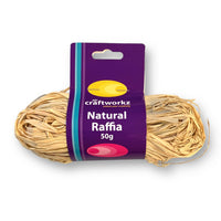 Natural raffia in a 50 gram pack by Craftworkz.