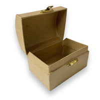 Craftworkz Papier Mache treasure chests with a hinged lid and a brass catch, comes plain ready to be decorated.