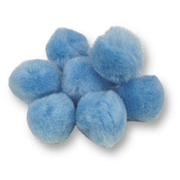 Craftworkz 20mm pom poms in Light Blue. Also available in a variety of single colour and multi coloured packs. These measure approximately 20mm in diameter and are sold in a 100 piece pack.