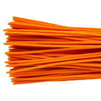 A craft room staple and sometimes referred to as pipe cleaners, Craftworkz chenille stems are available in various colour packs. Each chenille stem measures approximately 3mm in diameter and is 30cm long. This is the Orange colour option.