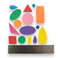 Fun foam shapes in assorted sizes, colours and geometric shapes.