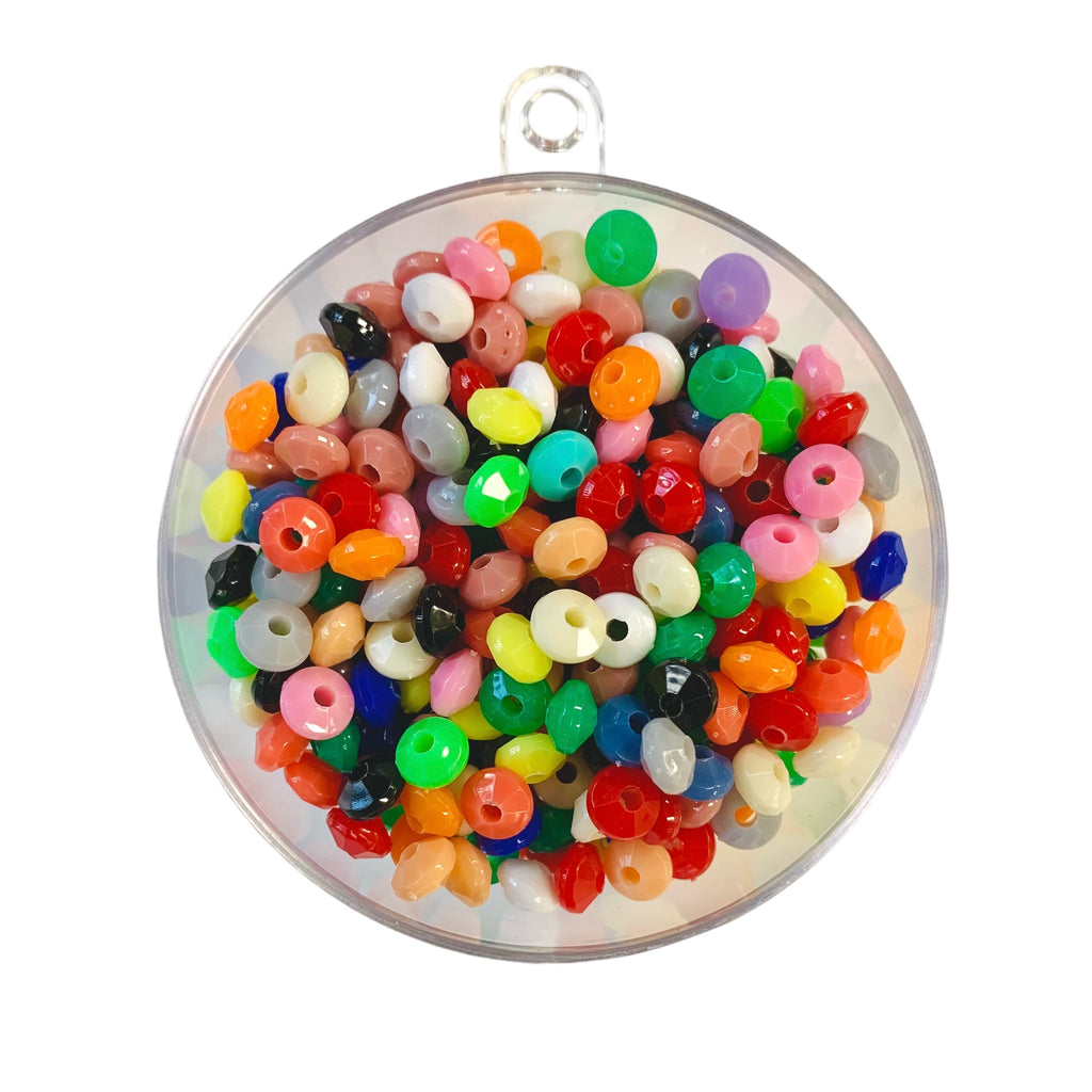 Plastic Rondell Beads in Opaque multi colour by Craftworkz.