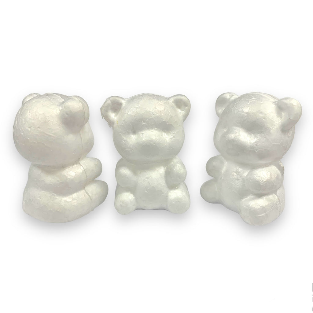 Craftworkz polystryene 3D Bear shapes (sometimes referred to as decofoam shapes) are suitable for painting with water based paints, adding glitter, sequins, joggle eyes etc. Add a string for decorating your Christmas tree.  This sweet little bear shape measures 5cm in height and is sold in packs of 10.