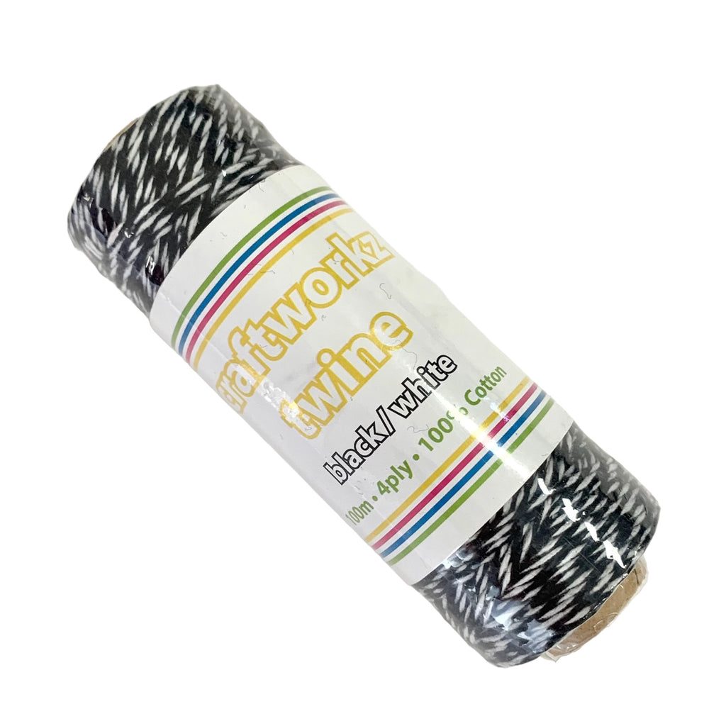 Craftworkz Twine in Black is a 2 tone twine, 4ply cotton twine and comes on a 100m roll.