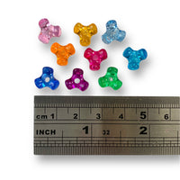 Plastic Tri Beads in transparent mixed colour pack by Craftworkz.