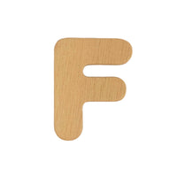 Small plywood letter F measuring 35mm high by Craftworkz.  Sold in packs of 6 individual letters, or the alphabet A - Z.