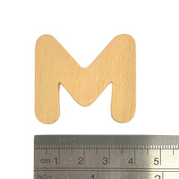 Small plywood letter M measuring 35mm high by Craftworkz. Sold in packs of 6 individual letters, or the alphabet A - Z.