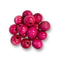 Wooden beads 18mm Pink in a 100 piece pack by Craftworkz.