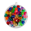 Heart shaped plastic bead multi coloured.