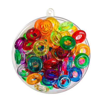 Craftworkz plastic ring bead 16mm diameter in an assorted transparent colour mix.