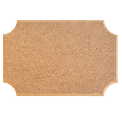 A plain rectangular MDF name plaque with routered edges, ready for decoration. Made in Australia by Craftworkz.
