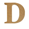 A natural MDF wooden letter D craft blank by Craftworkz on a white background