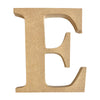 A natural MDF wooden letter E craft blank by Craftworkz on a white background
