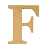 A natural MDF wooden letter F craft blank by Craftworkz on a white background
