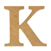 A natural MDF wooden letter K craft blank by Craftworkz on a white background